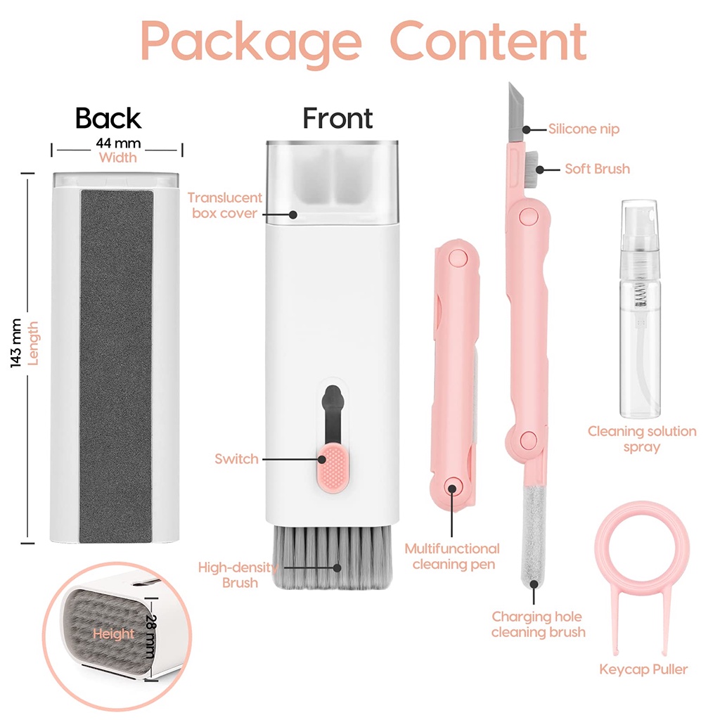 Bộ Dụng Cụ Vệ Sinh Màn Hình Laptop Điện Tử Đa Năng 7 Trong 1 Cho iPod / Điện Thoại / PC / MacBook