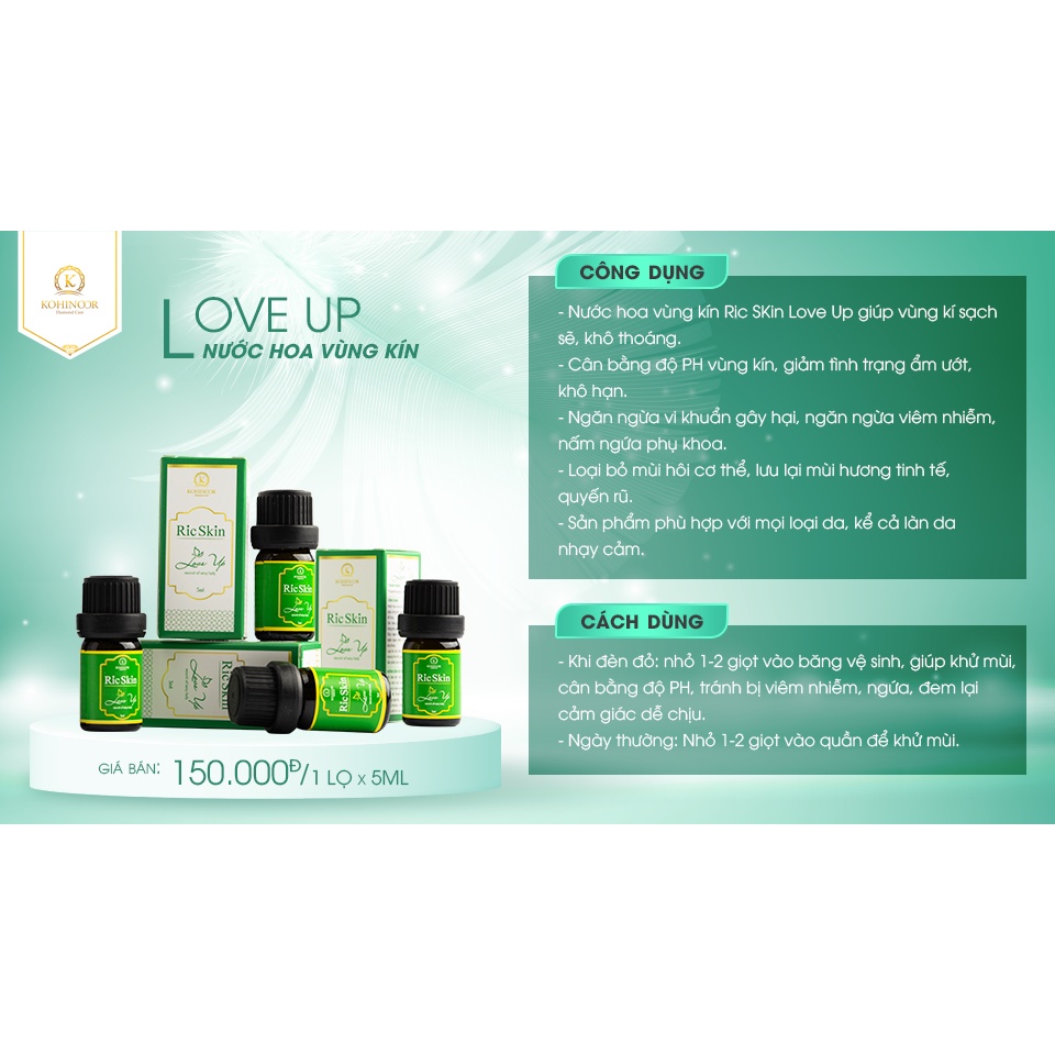 Nước hoa vùng kín RIC SKIN LOVE UP Kohinoor 5ml