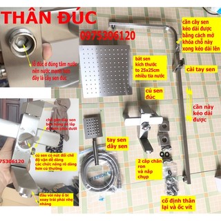 {LOẠI 1-CỦ ĐÚC-NƯỚC MẠNH} Bộ Sen Cây Tắm Đứng Nóng Lạnh INOX 304 N1005 Fotar và tay sen tắm và dây