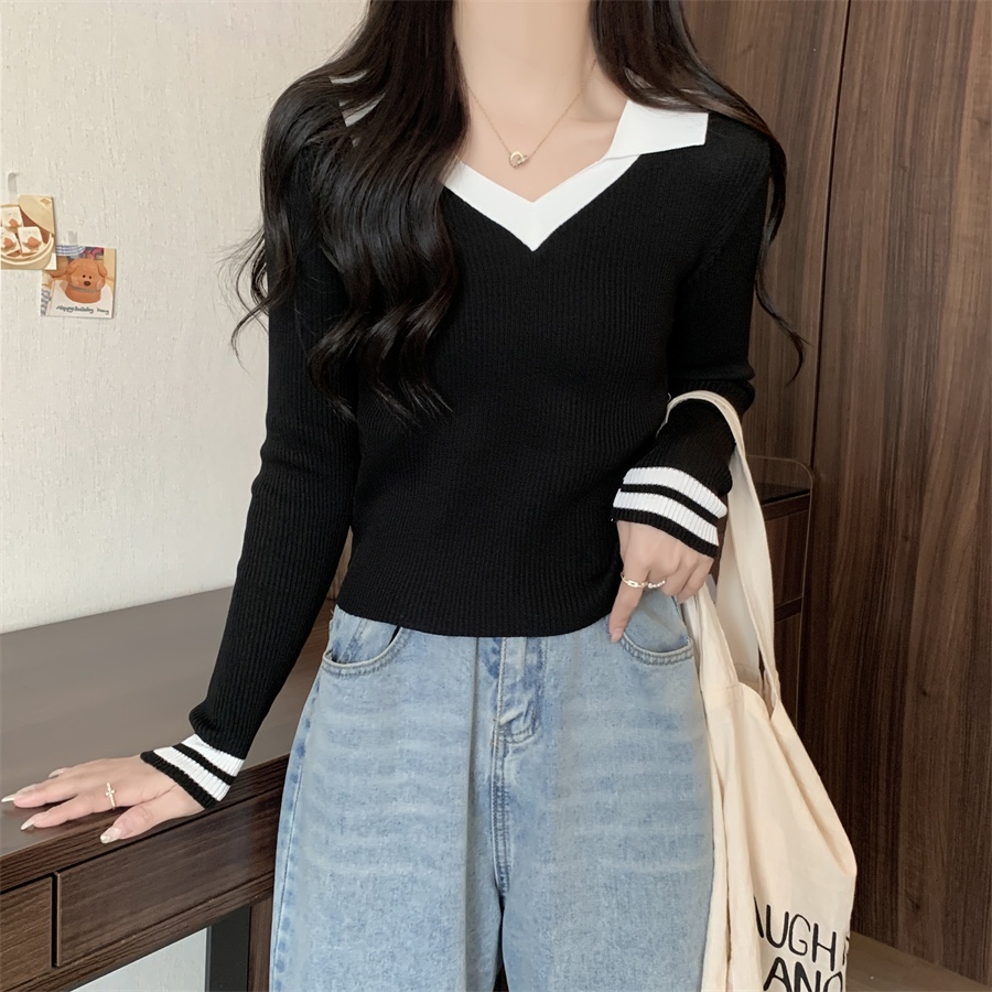 Áo Dệt Kim Tay Dài Cổ Polo Thiết Kế Mỏng Kiểu Dáng Mới Thời Trang Mùa Thu Dành Cho Nữ