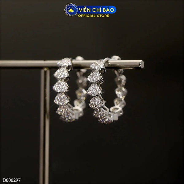 Bông tai đốt vảy đính đá chất liệu bạc Ý 925 thời trang phụ kiện trang sức nữ Viễn Chí Bảo B000297