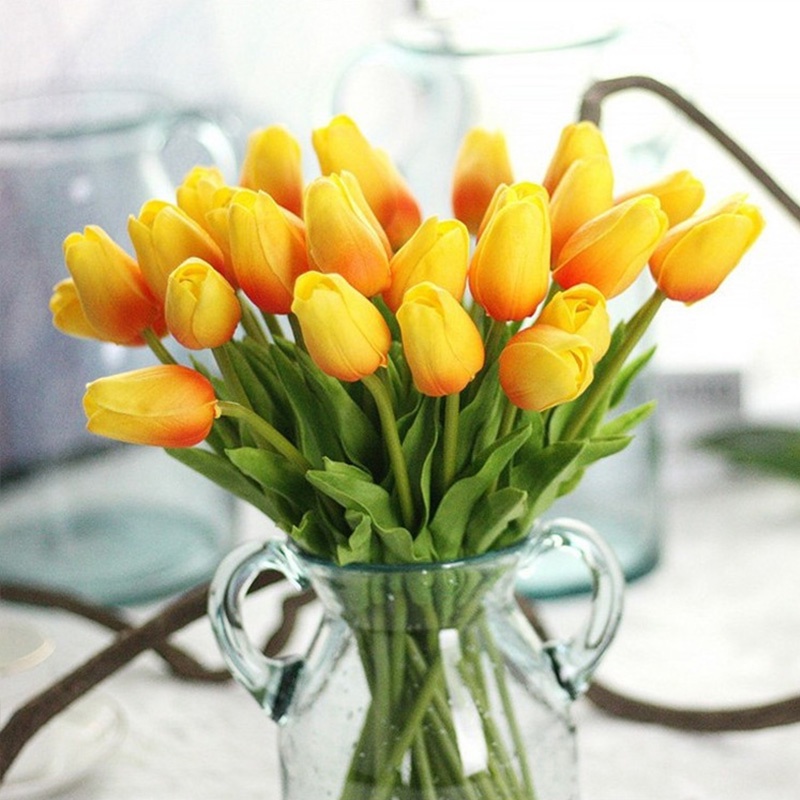 Chậu hoa tulip giả YUELMAN trang trí phòng khách