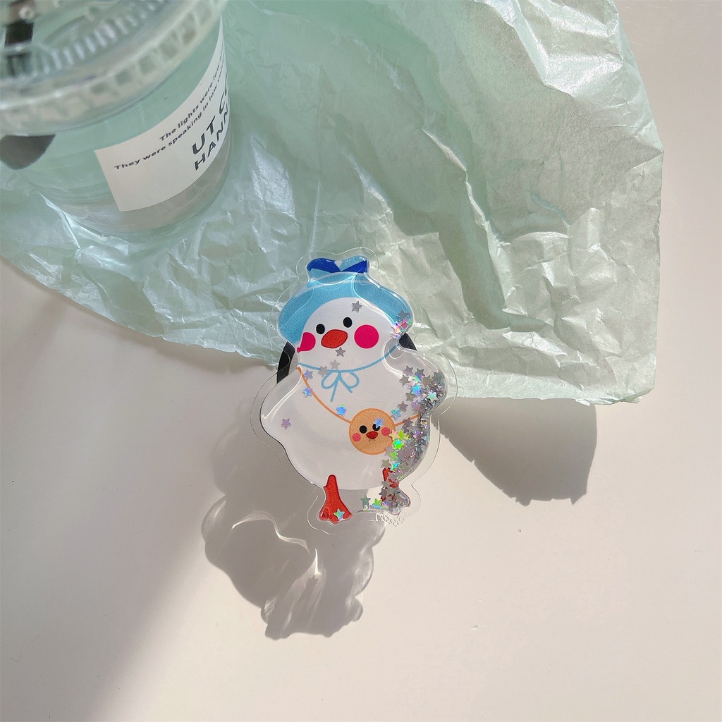 Giá Đỡ Điện Thoại Hình Chú Vịt Hoạt Hình 3D Có Túi Khí Và Dây Đeo Tiện Dụng