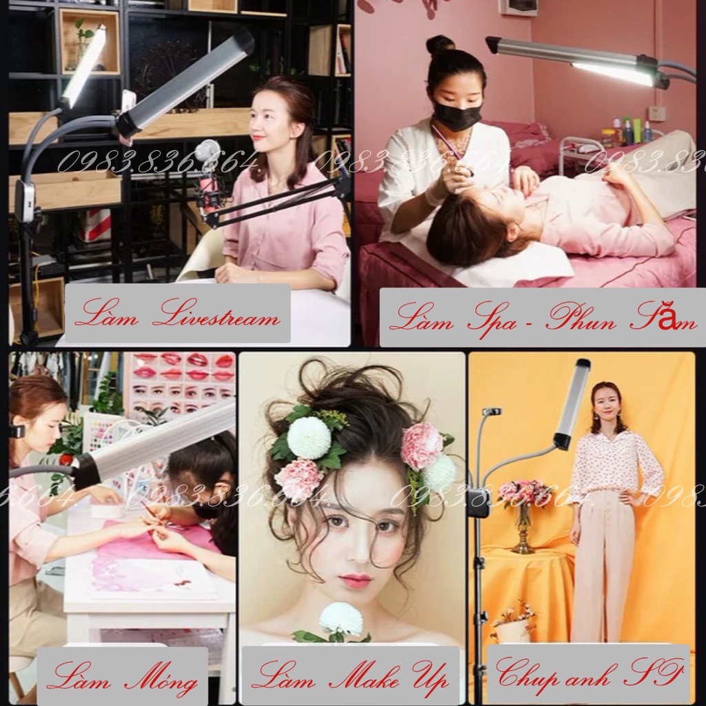 ĐÈN 2 RÂU CHUYÊN DỤNG PHUN XĂM, SPA, NỐI MI, LIVESTREAM ĐÃ BAO GỒM CHÂN 2M