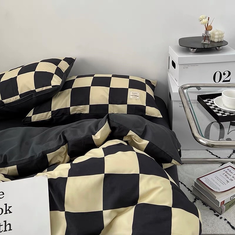 Set Chăn Ga Cotton Tc Kẻ Basic Hàng Loại I Dày Dặn Thoáng Mát (Shinbedding)