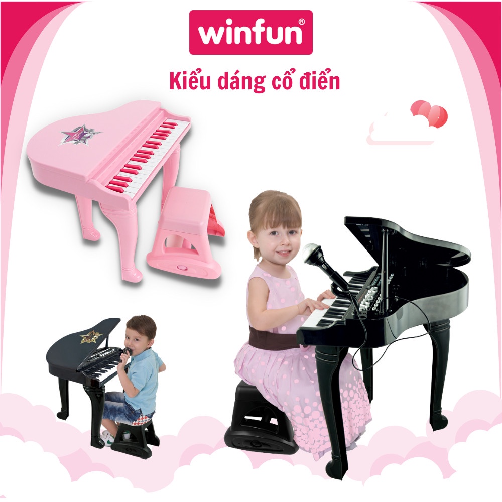 Đàn piano kèm mic cao cấp cho bé có thu âm, phát lại Winfun - 02045 - đồ chơi âm nhạc cho bé 3 tuổi trở lên
