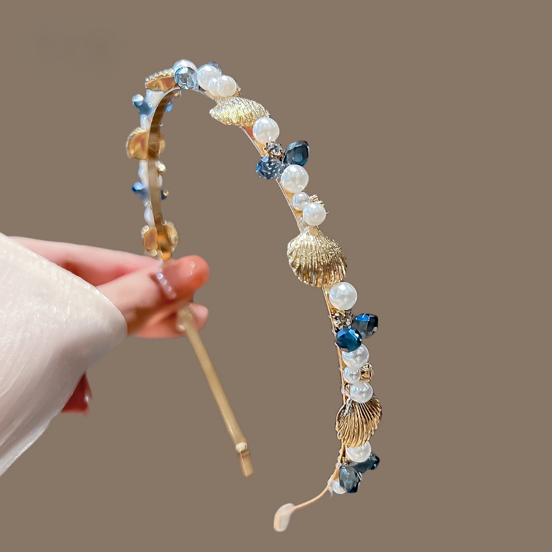 Băng Đô Cài Tóc Đính Hạt Ngọc Trai / Vỏ Sò / Sao Biển Phong Cách Hàn Quốc Cổ Điển Dành Cho Nữ