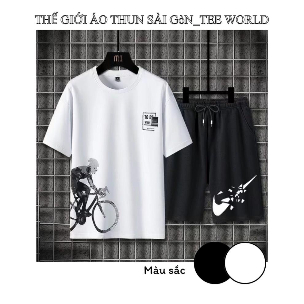 Đồ bộ thun nam 🚚 FREESHIP 🚚 Nguyên sét quần áo thể thao nam mẫu in hình đua xe đạp năng động mẫu mới *