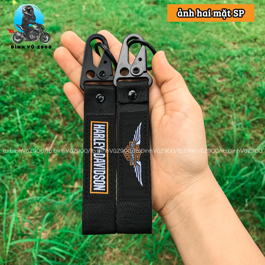 Móc chìa khóa đầu bấm kim loại CHẮC CHẮN, dây vải DÀY DẶN, logo THÊU các hãng xe phân khối lớn