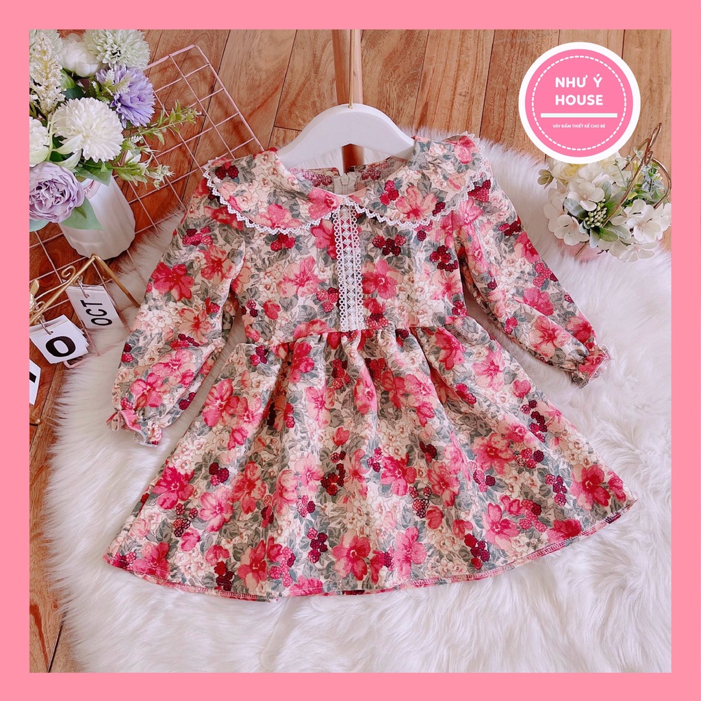 Váy Bé Gái dài tay 8-32kg chất nhung tăm💕𝑭𝑹𝑬𝑬𝑺𝑯𝑰𝑷💕NHƯ Ý HOUSE'S- váy bé gái size đại 1,2,3,4,5,6,7,8,9 tuổi- Váyhoa ly