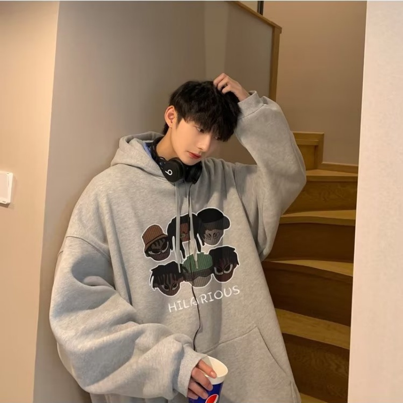 Áo hoodie Dáng Rộng In Chữ Phong Cách hip hop Nhật Bản Thời Trang Cho Nam Và Nữ