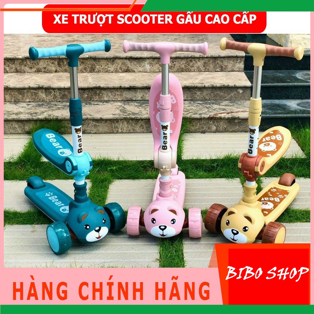 Xe trượt scooter cho bé, Xe chòi chân trẻ em cao cấp hình gấu