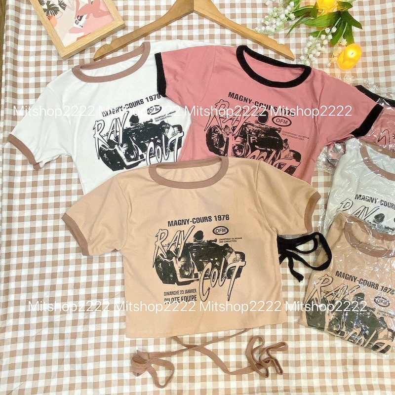 Áo thun phối viền cuốn dây eo Mitshop2222