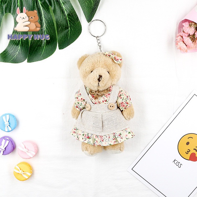 Móc khóa đôi gấu bông ( 1 đôi ), thú nhồi bông đáng yêu lông xù cao cấp size 10 cm - Happy Hug