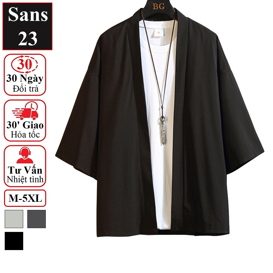Áo cardigan nam nữ form rộng unisex Sans23 kimono nhật bản mỏng trơn basic bigsize 3xl 4xl 5xl big size 80kg 90kg 100kg