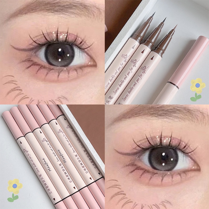 Bút Kẻ Mắt / Kẻ Lông Mày Dạng Lỏng 2 Trong 1 Nhanh Khô Màu Nâu Ngọc Trai