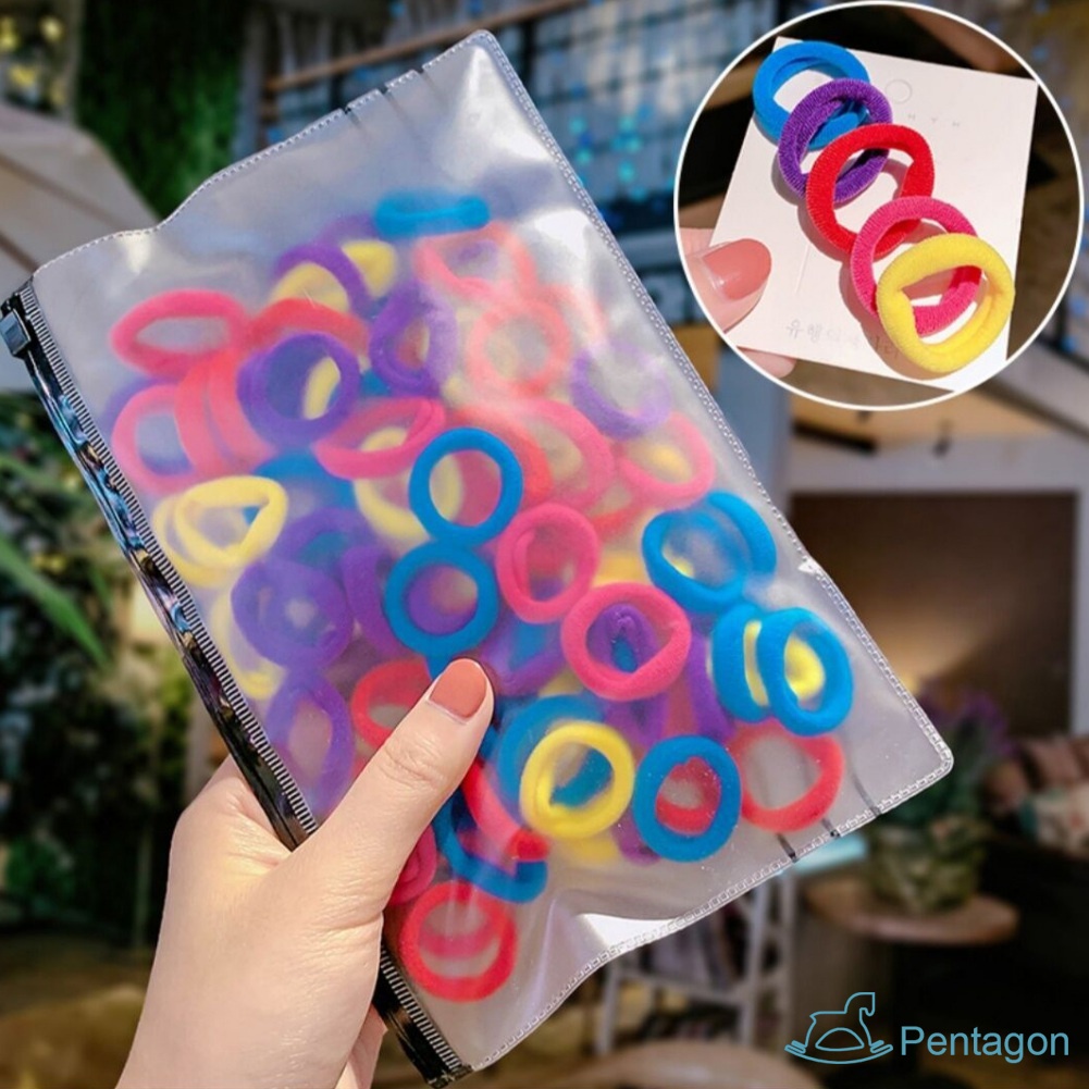 Set 100 Dây Buộc Tóc Cao Su Phong Cách Hàn Quốc Cho Bé Gái
