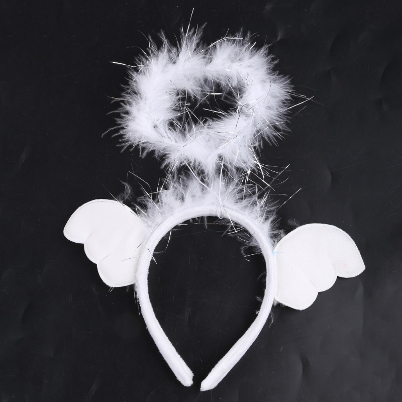 Flgo Băng Đô Cài Tóc Có Đèn LED Phối Lông Vũ Dễ Thương