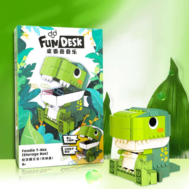 Đồ chơi lắp ráp JAKI 5102 Mô hình Khủng long xanh dễ thương đựng đồ - Xếp hình thông minh