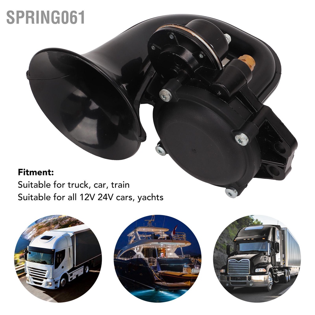 [Hàng Sẵn]   Còi không khí cong 135dB DC 12V 24V Xi lanh uốn điện Super Loud Bộ kèn hơi cho xe tải【Spring061】