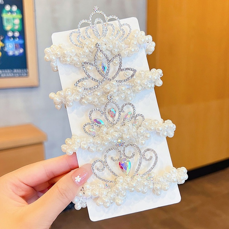 Dây Cột Tóc Co Giãn Đính Đá Ngọc Trai Toàn Diện Phong Cách Hàn Quốc Cho Nữ