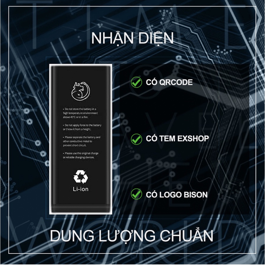 Pin Bison | Pin-ip 12Pro-Promax Siêu Chất-Bảo hành 12 Tháng