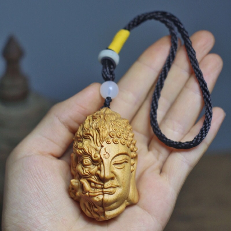 Tượng gỗ Mặt Thiện Ác-TG34