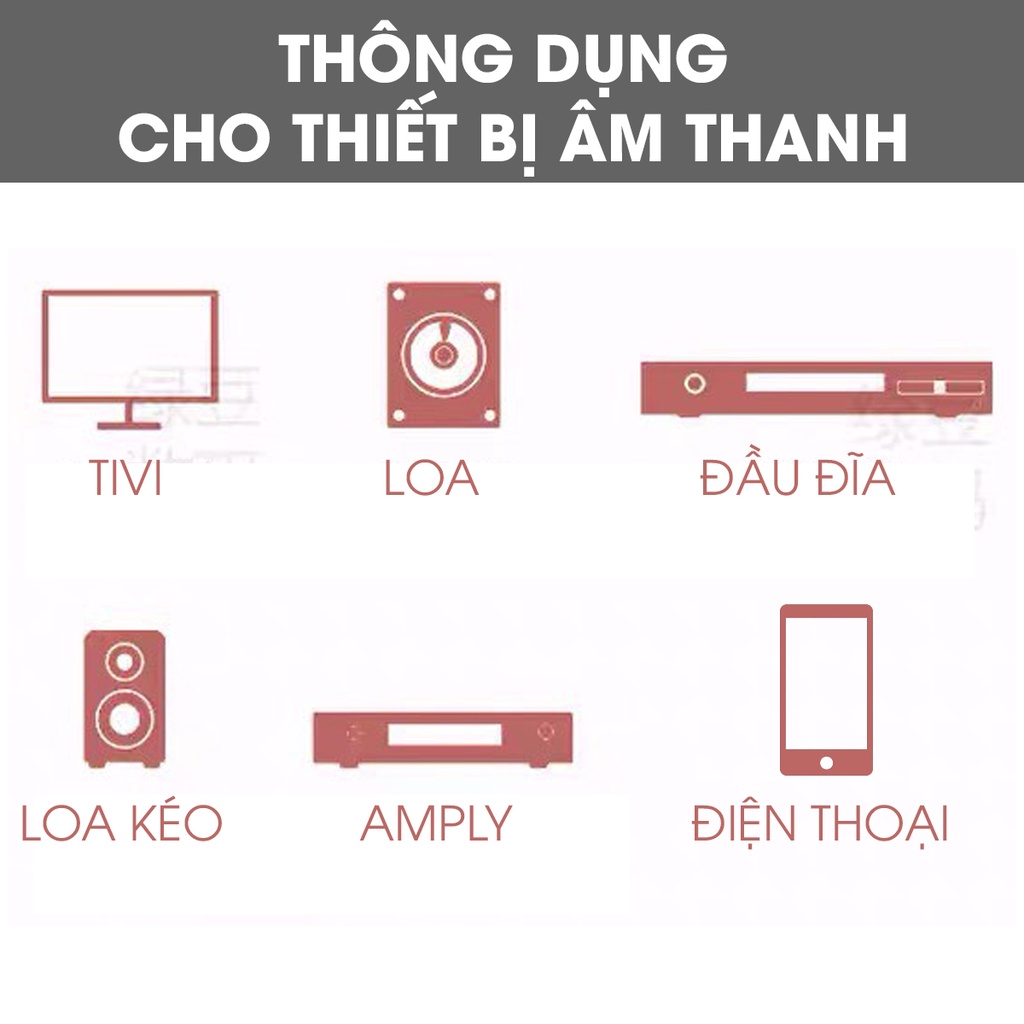 Dây cáp âm thanh 3 li 3.5 ra 2 đầu RCA  dài 3-5m , Dây Cáp tín hiệuAV lõi đồng - Sunrise 204