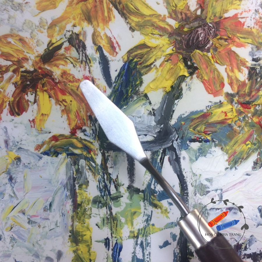 Bay Pha Màu, Dao Trộn Màu, Palette Knife Vẽ Tranh Sơn Dầu Cán Gỗ