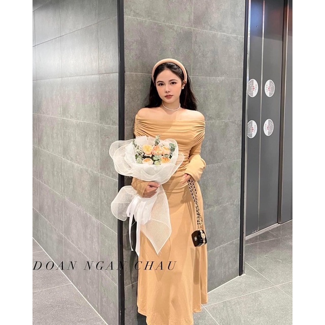 VÁY LEN TĂM TRỄ VAI DÁNG MAXI XOÈ