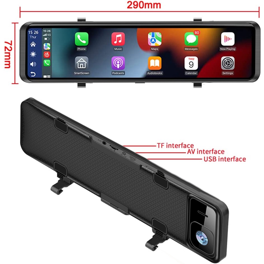 [ tặng thẻ nhớ 64G] Camera Hành Trình Cho Xe Hơi/Ô Tô Màn Hình Cảm Ứng 12 Inch Ips Bên Trước Và Sau 2K/Full HD1080P, Bul | BigBuy360 - bigbuy360.vn