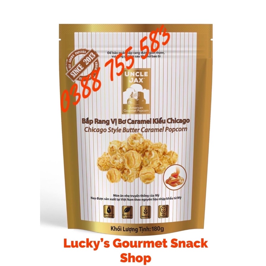 Bắp rang Uncle Jax vị: Caramel Chicago (180G size đại)