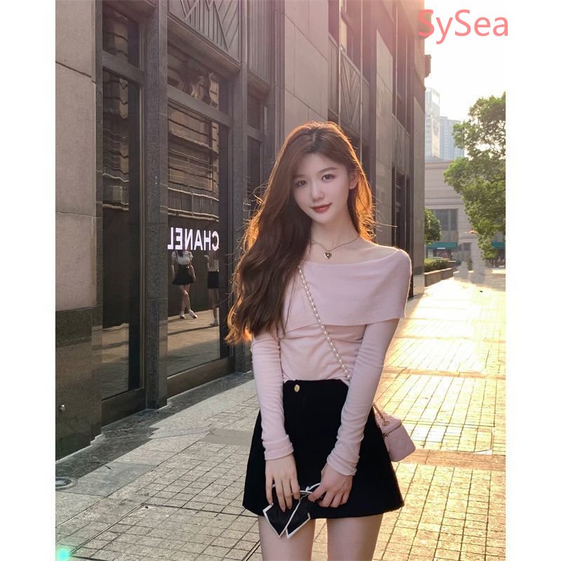 Áo Kiểu Trễ Vai Màu Sắc Trơn Phong Cách Pháp Thời Trang Mùa Thu Quyến Rũ Cho Nữ