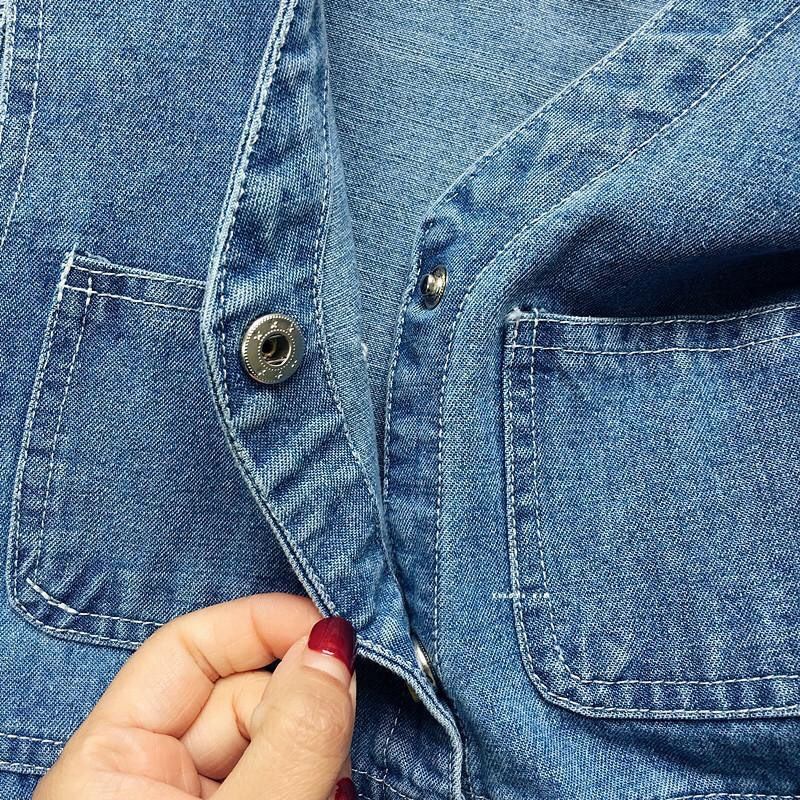 Váy Đầm Jean Bé Gái Baby Doll Cúc Giữa Hai Túi Đắp