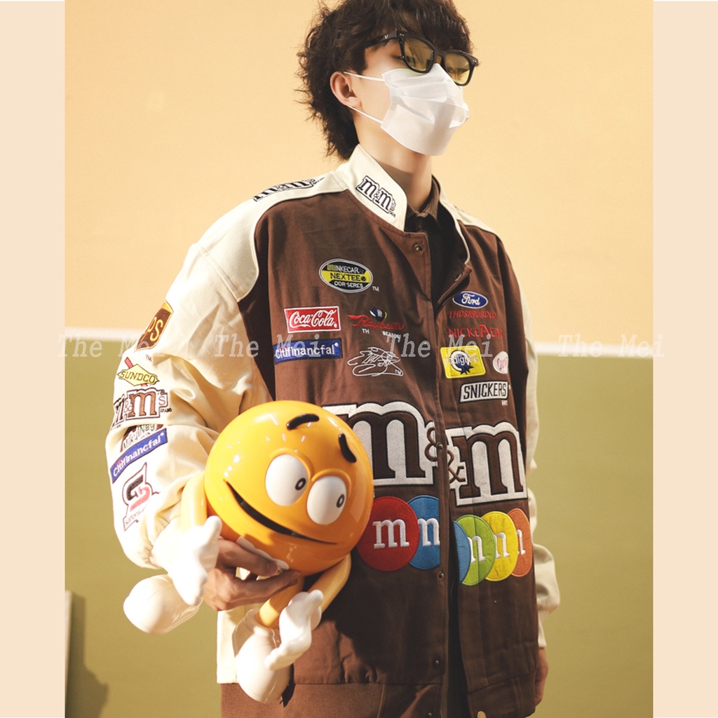 ORDER - Áo khoác racing m&m - racing jackets - áo khoác unisex choc ả nam và nữ - Hàng Chuẩn -The Mei