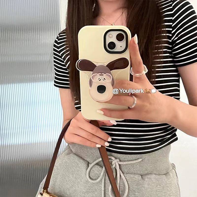Ốp điện thoại silicone có giá đỡ hình chú chó hoạt hình Wallace và Gromit thích hợp cho iphone 14promax 13 12 11