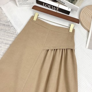 Chân váy nhung tăm rúm lệch ( hàng tk may 2 lớp)