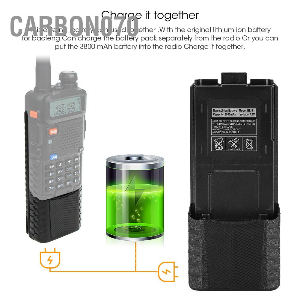 Carbon070 Bộ đàm BL-5L ABS mở rộng Pin Li-Ion có Vỏ cho UV-5R / UV-5RX3 RD-5R UV-5RTP UV-5X3