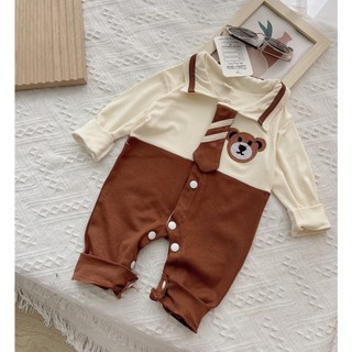 xả kho - Cặp body cà vạt nâu cho bé