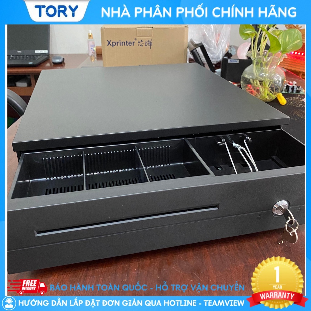 Ngăn kéo đựng tiền, két khay đựng tiền SIZE LỚN. Két thu ngân kết nối máy in hoá đơn, máy POS bán hàng