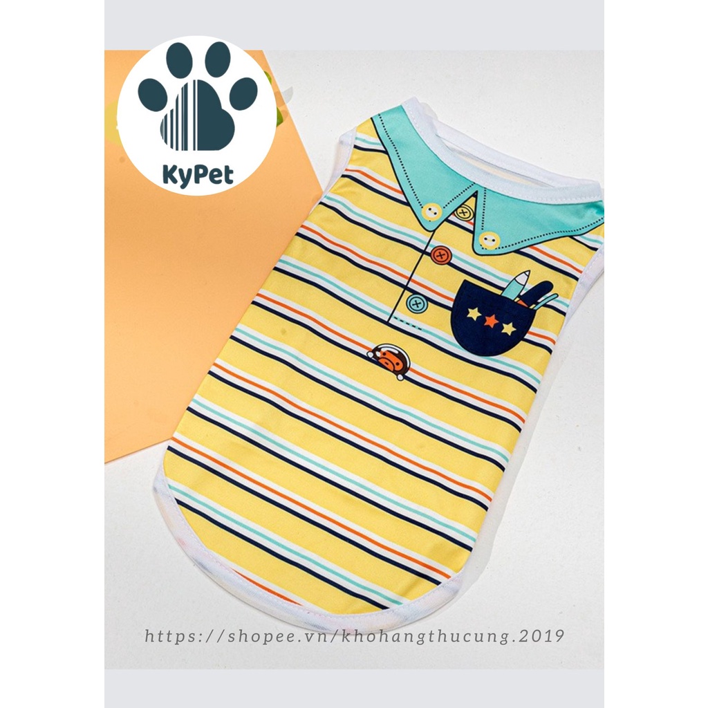 Mẫu áo sọc vàng cực xinh dành cho chó mèo- Áo ba lỗ thú cưng mùa hè