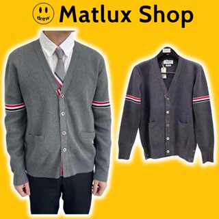  Áo khoác cardigan TB SS22 Grey bản cao cấp Áo len dệt kim kẻ sọc thổ cẩm cho các cặp đôi Áo cardigan nam nữ 