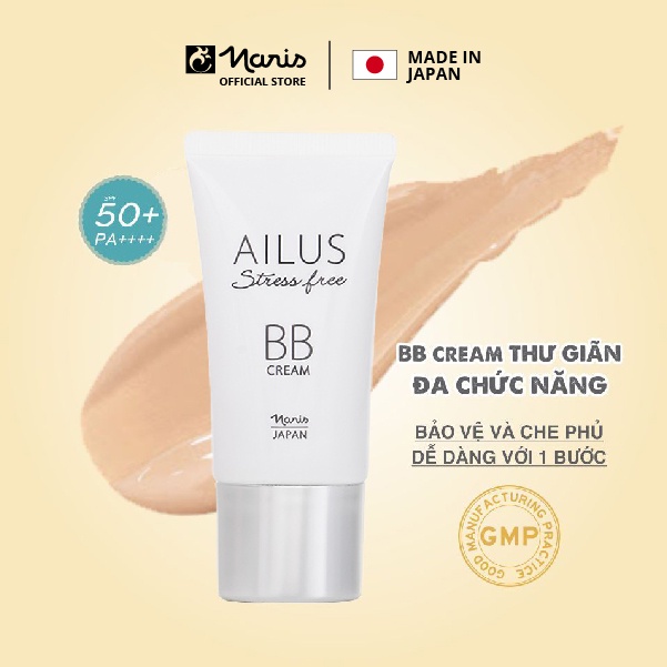 Kem nền trang điểm đa chức năng BB Cream Naris Ailus Stress Free 30g, che khuyết điểm kiềm dầu tốt nhất của Nhật