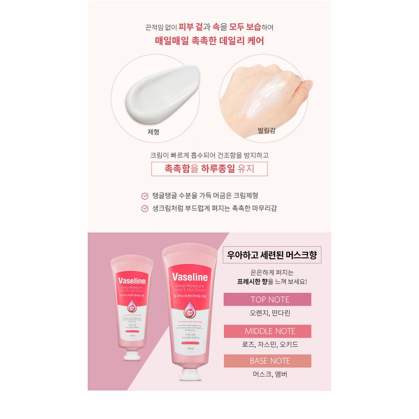 Kem Dưỡng Da Tay & Móng Cấp Ẩm Da VASELINE 24H Deep Moisture Hand & Nail Cream 60ml
