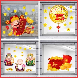Decal trang trí tết cao cấp xuân tài lộc may mắn màu sắc nét - Decal tết có sẵn keo dễ dán không để lạo keo khi gỡ