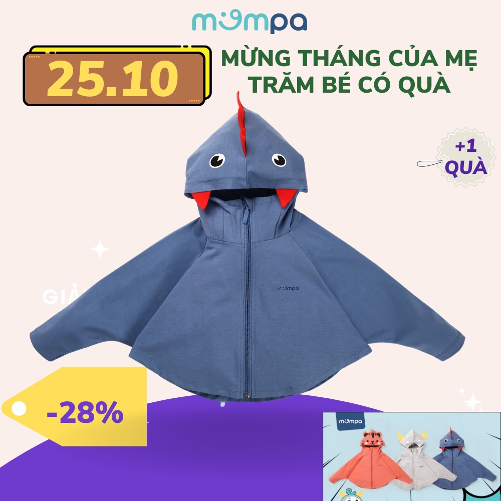 Áo khoác thu đông Mompa 1-5 tuổi có mũ chùm đầu 4 mùa giữ ấm chống nắng vải cotton thấm hút 813
