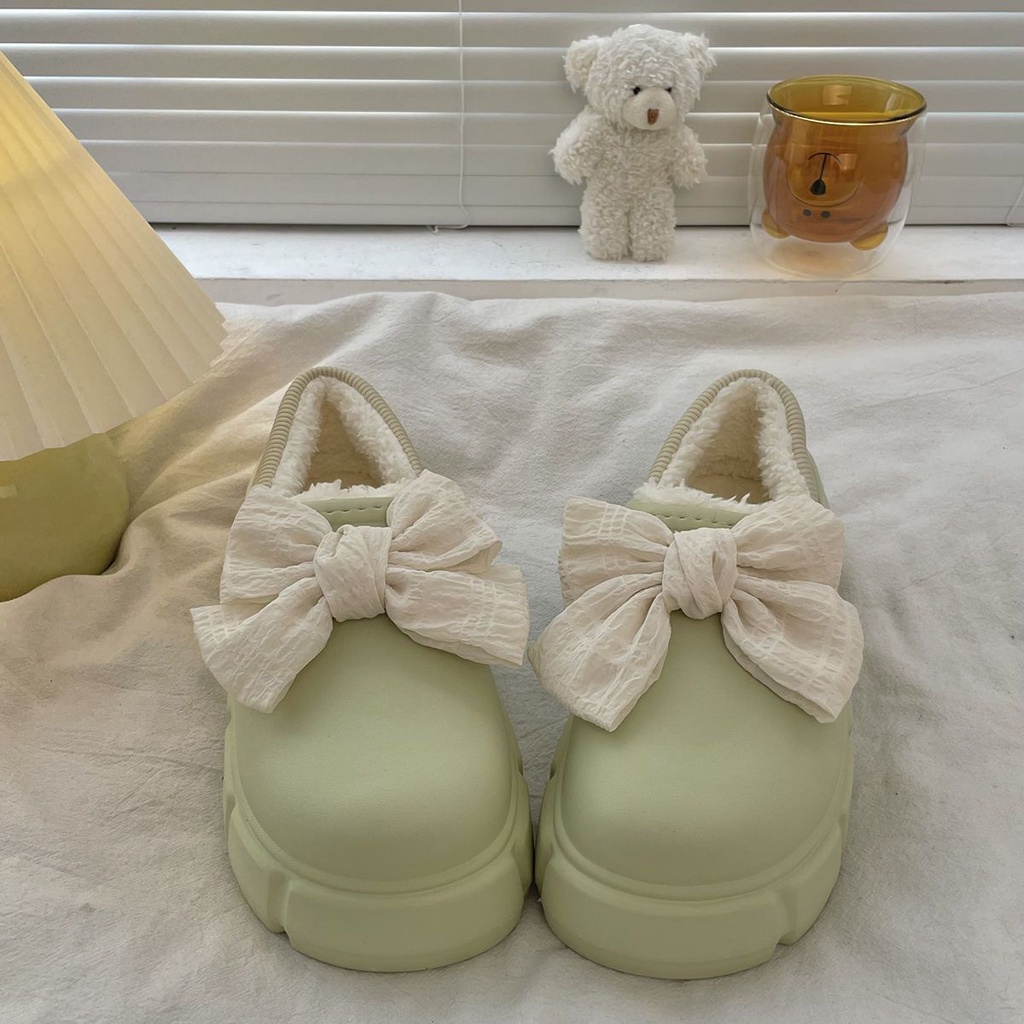 Giày loafer chống thấm nước đế dày giày bông giữ ấm lót nhung dày dặn thu đông năm 2022 cho nữ xỏ chân giày đi tuyết