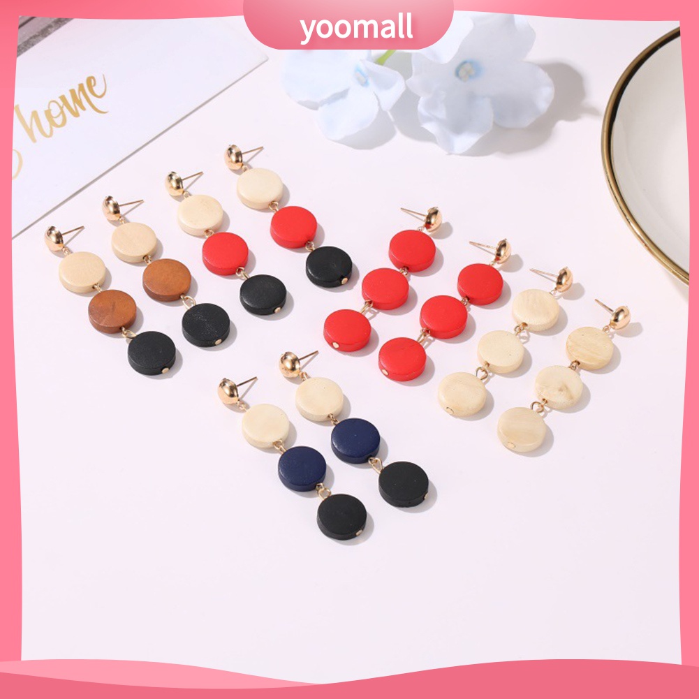 Bông Tai Hình Tròn Bằng Gỗ Thời Trang Dành Cho Nữ