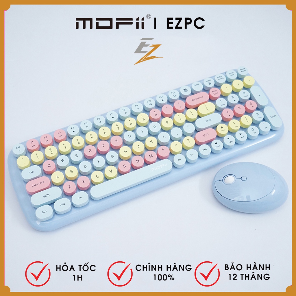 Bộ Phím Chuột Không Dây MOFII Candy XR Xanh Tím | EZPC