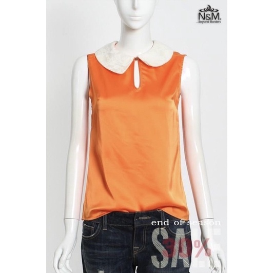 (A231A) Áo sát nách vải phi lụa màu cam Nino.maxx (Size S, M/ Dơ nhẹ) - Thanh lý vnxk
